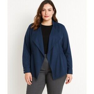 Lane Bryant Womens Blue Waterfall Open Front 14/16 Draped Cardigan Office Casual
